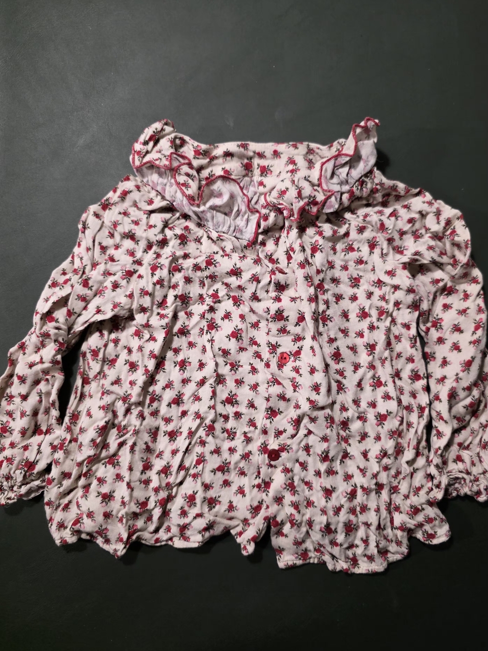 H&M Pink Floral Ruffle Button-Up Blouse